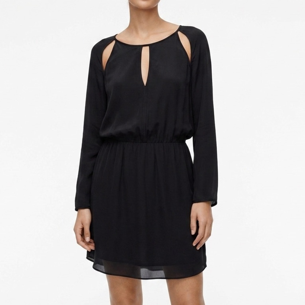 BABATON Silk Bennett Cutout Long Sleeve Mini Dress Black Quiet Luxury Minimalist